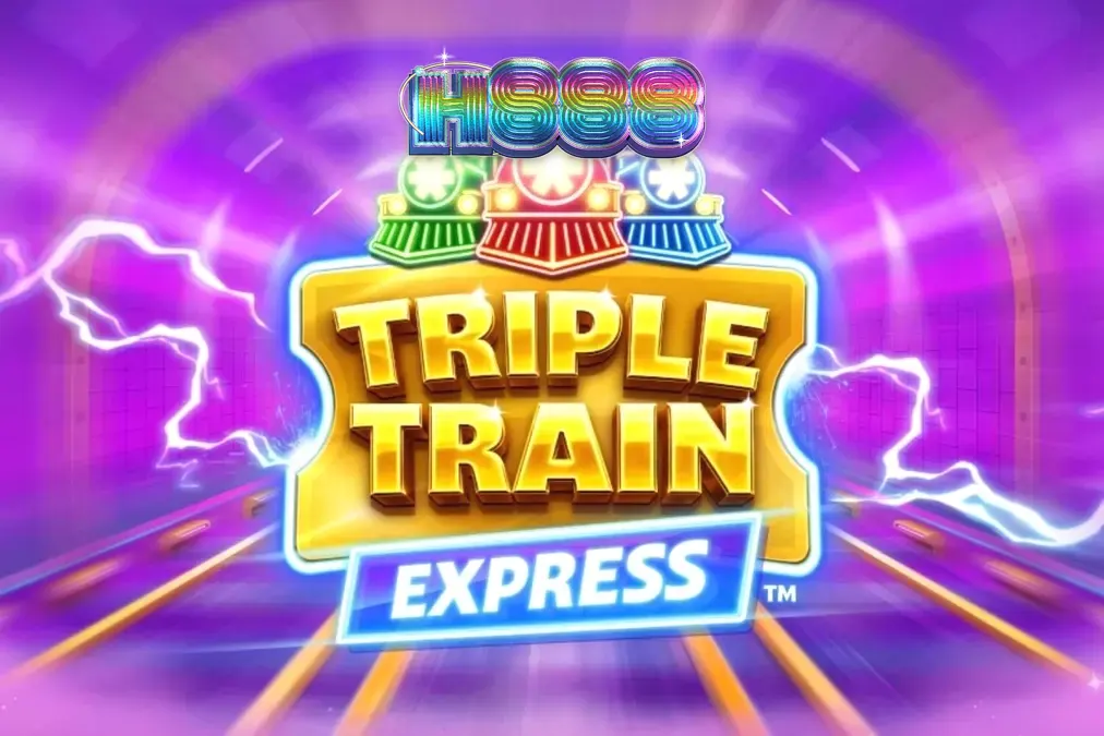 Tampilan futuristik dari permainan slot Triple Train Express dengan nuansa neon